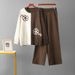 Color Block Knitted Sweater Set for Women European And American Style Wide Leg Pants Two Piece Slimming Casual Fashionable Autumn Winter_ecoleips.com