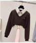 Polo-Collar Cropped Hoodie & Stretch Jeans Set – Japanese Streetwear Style Two-Piece Outfit (S-2XL, High Waist Fake Layered Look, Unisex Casual)_ecoleips.com