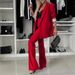 Women's Clothing Elegant Wide-Leg Suit Set For Women - Comfortable Office & Casual Blazer & Pants Outfit In Black/Red/Burgundy/Apricot/Sky Blue/Navy_ecoleips.com