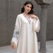 SW037 Middle East Cross Border Muslim Ladies Robe V Neck Embroidered Tassel Temperament Arabic Dress Abaya_ecoleips.com