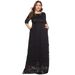 Plus Size Women's New Evening Dress Long Skirt Hollow Short Sleeve Lace Pocket Dress_ecoleips.com