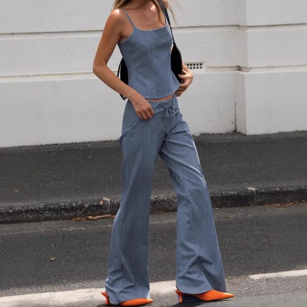 Women's Clothing Wide Leg Pants Two Piece Design Fashionable Commuting Personality_ecoleips.com