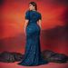 Elegant Plus Size Sequin Embellished V-Neck Short Sleeve Cocktail Party Dress For Women_ecoleips.com