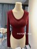 Korean Style Women's Long Sleeve T-Shirt Slightly Sheer V Neck Fitted Waist Autumn Top Irregular Design from Dongdaemun in Stock_ecoleips.com