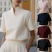 Women's Clothing Women's Style Stand Collar Shirt Unique Design Summer Top Commuter Friendly Style For Formal & Casual For Women_ecoleips.com