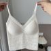French Style Light Lace Camisole With Built-in Bra Pads V-neck Underwear Summer Pure Desire Versatile White Inner_ecoleips.com