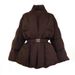 Elegant Belted Down Jacket For Women - Lightweight Slim-Fit Quilted Coat With Stand Collar, Casual Outerwear In Black/Brown/White_ecoleips.com