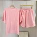 Women's Clothing Fashion Suit Butterfly Diamond Short Sleeved T Shirt Top Elastic Waist Wide Leg Shorts Two Piece Suit_ecoleips.com