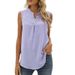 Women's Spring Summer New Solid Color Shirt Loose V-neck Sleeveless Lace Trim Top_ecoleips.com