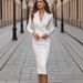 Fashion New Suit Double-breasted Long-sleeved Office Commuter Jacket Dress_ecoleips.com
