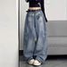 Women's Sweet Cool Embroidered Curved Blade Jeans Loose Fit Slimming Wide Leg Floor Length Trousers Autumn Design_ecoleips.com