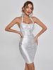 Women's Clothing Socialite Cocktail Party Halter Neck Hot Glue Mesh Splicing Evening Dress_ecoleips.com