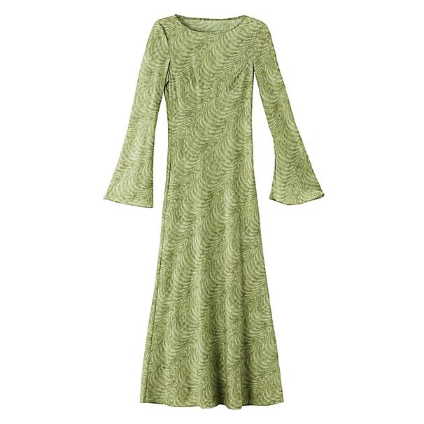 Autumn Women's French Retro Temperament Print Slimming Slim Long Sleeve Dress Skirt Wholesale_ecoleips.com