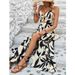 Women's Clothing Hollow Twisted Halter Neck Printed Dress Temperament Romantic Style_ecoleips.com
