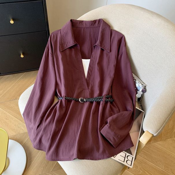 Women's Clothing Women's Style Three Piece Set Long Sleeved Shirt Belt Vest Real Photos Simple Clothing For Formal & Casual For Women_ecoleips.com