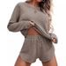 Summer Women's Long Sleeve Top And Shorts Set Casual Home Wear Sports Outfit_ecoleips.com