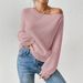 Women's Off-Shoulder Knit Sweater European American Style Solid Color Long Sleeve Loose Fit Cross Border Trade_ecoleips.com