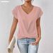 2025 Summer New Solid Color V-neck Short Sleeve T-shirt Women's Elegant Hoodie Top_ecoleips.com