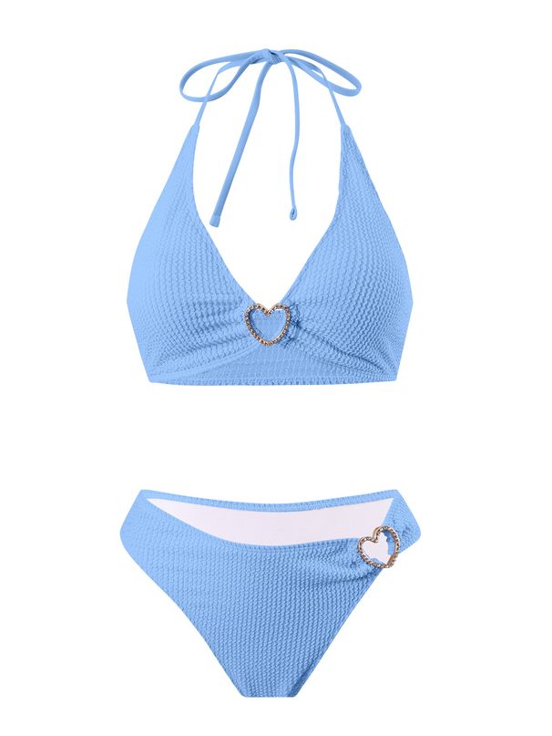 Verve 2025 New Solid Color Women's Hot Spring Bath Halter Tie Two-Piece Swimsuit Bikini_ecoleips.com