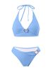 Verve 2025 New Solid Color Women's Hot Spring Bath Halter Tie Two-Piece Swimsuit Bikini_ecoleips.com
