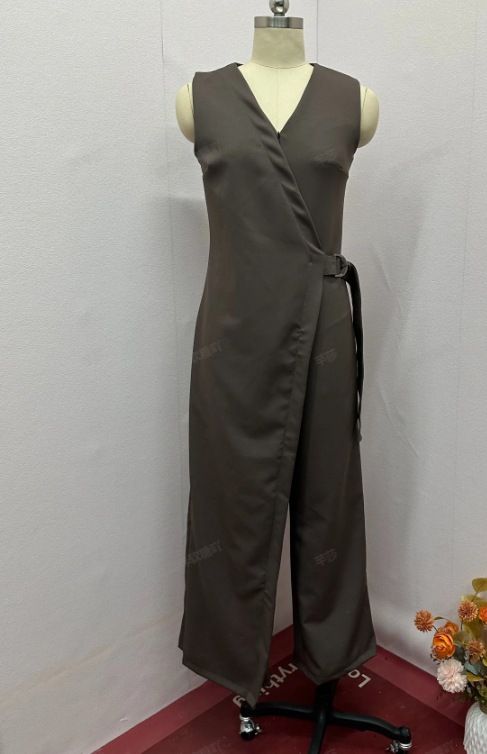 Women's Clothing Summer New Fashion Layered Solid Color Wide leg Jumpsuit Women's Clothing_ecoleips.com