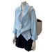 Light Blue Linen Sun Protection Shirt For Women, Summer Thin High-End Feel, Lazy And Relaxed Breathable Long-Sleeve_ecoleips.com
