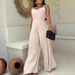 Women's Clothing Pleated Craft Sling Waist Wide Leg Flared Jumpsuit_ecoleips.com