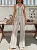 Casual Style Women's Striped Lace-up Wide-leg Pants, Thin And Breathable, Striped Printing, High Waist And Loose, Daily Commuting_ecoleips.com