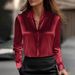2026shein Cross-border European American Independent Site Spring And Autumn Elegant Solid Color Satin Blouse For_ecoleips.com