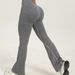 Women's Clothing Women's High-Waisted Flared Pants Solid Color Seamless Ribbed Knit Yoga Trousers Slimming Versatile_ecoleips.com