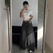 American-style Black Wide-leg Extra-long Floor-length Ripped Jeans For Women, Loose-fitting Casual Pants, European Size_ecoleips.com