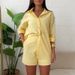 Women's Clothing Summer New Plus Size Solid Color Loose Long Sleeve Shirt High Waist Shorts Casual Suit_ecoleips.com