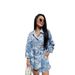 Women's Elegant Puff Sleeve Blouse & Floral Print Shorts Set – 2025 Summer Trendy Outfit (Pink/Blue, S/M/L/XL/XXL)_ecoleips.com
