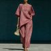 European And American Style Summer Two-Piece Set for Women Relaxed Loose Solid Color Top And Pants Ensemble_ecoleips.com