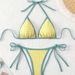 Women's Clothing Sexy Beach Bikini Houndstooth Tie Halter Neck Triangle Small Chest Cute Girl Swimsuit Female_ecoleips.com