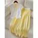 Women's Clothing Fashionable And Age Reducing Fashion White V Neck Short Sleeved Skirt Suit_ecoleips.com