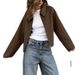 Retro Short Jacket – Poly-Cotton Blend, Lapel Collar, Casual Lightweight Coat For Women (Brown/Beige/Burgundy/Charcoal, S-L)_ecoleips.com