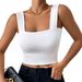 Yiyue Women's Camisole Vest Sleeveless Top with Wide Shoulder Straps Sexy Slim Fit Back Detail European American Style_ecoleips.com