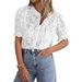 Elegant Women's Lace Blouse Fluted Sleeves Breathable Button-Up Shirt Casual Top for Women_ecoleips.com