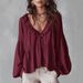 Voya Women's Casual Sweet Mushroom Edge Bubble Sleeve Pleated Shirt Temperament Top With Multiple Colors To Choose From_ecoleips.com