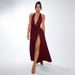 Women's Clothing Temperament Halter Neck V Neck Long Skirt Sexy Slit Pleated Backless Dress_ecoleips.com