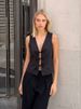 HH Women Elegant Lace Up V-Neck Waistcoat Sleeveless Tie Front Slim Vest Casual Office Wear Retro Y2K Street Fashion Chic Top_ecoleips.com