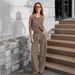 European And American Commuting Fashion Khaki Vest Trousers Two Piece Suit For Women 2025 Spring New Design Suit_ecoleips.com