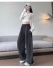 Lamb Wool Black Sweatpants Women's Autumn And Winter 2025 New Large Size Fat Mm Thermal Cotton Pants Banana Sports Wide-leg Pants_ecoleips.com