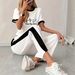 Women's Clothing Summer Casual Fashion Two Piece Set Heartbeat Print Short Sleeve Shirt & Trousers Pant Suit_ecoleips.com