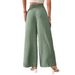 Women's Clothing All Match Casual Pants Mid Waist Waist Pocket Trousers Waist Linen Pants_ecoleips.com