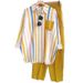 Women's Spring Autumn Striped Casual Long Sleeve Two Piece Set Fashion Sportswear Trousers_ecoleips.com