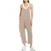 Women's Solid Color Jumpsuit – Strapless Wide-Leg Romper With Utility Pockets, Casual & Chic One-Piece Outfit_ecoleips.com