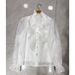 Elegant Stand Collar Petal Sleeve Blouse For Women - Ruffle Detail White Top, Light Luxury Palace Style, Autumn Fashion_ecoleips.com