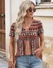 LOMON Womens Summer Tops Short Sleeve V Neck Pleated T-Shirts Loose Fit Dressy Casual Blouses S-XXL_ecoleips.com